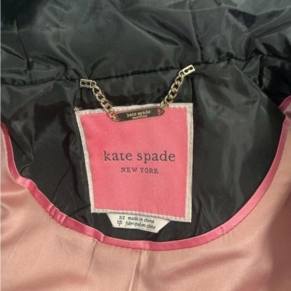 Kate Spade Black Quilted Herringbone Hooded Jacket - Picture 8 of 8